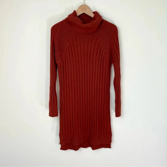 Seven  Sisters Ribbed Turtleneck Sweater Dress - Picture 1 of 6